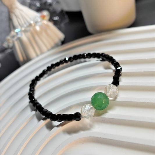 【青灯古寺】 尖晶石+东陵玉水晶手链 Black Spinel + Aventurine Jed Crystal Bracelet