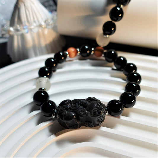 【帝王貔貅黑玛瑙】Imperial Pixiu Black Onyx Crystal Bracelet